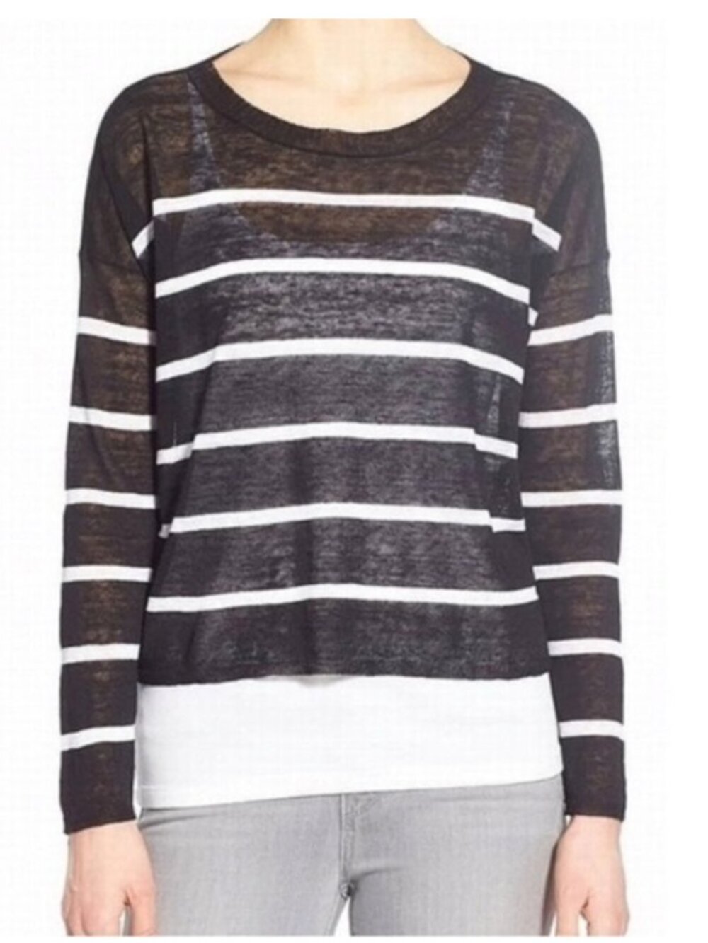 Eileen Fisher Linen Blend Striped Sweater